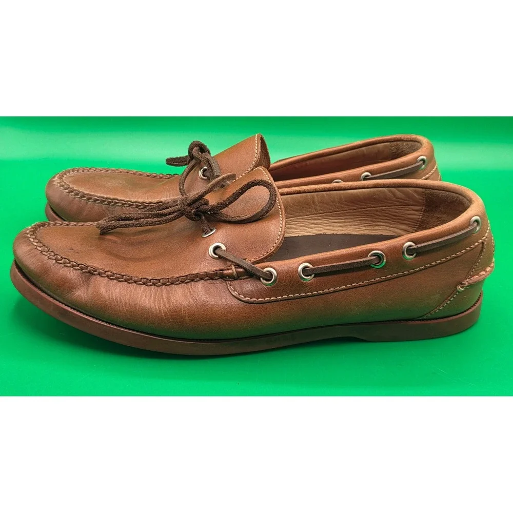 Peter Millar Mens Brown Leather Boat Shoes Loafers MC00F13 Size 10M Brazil